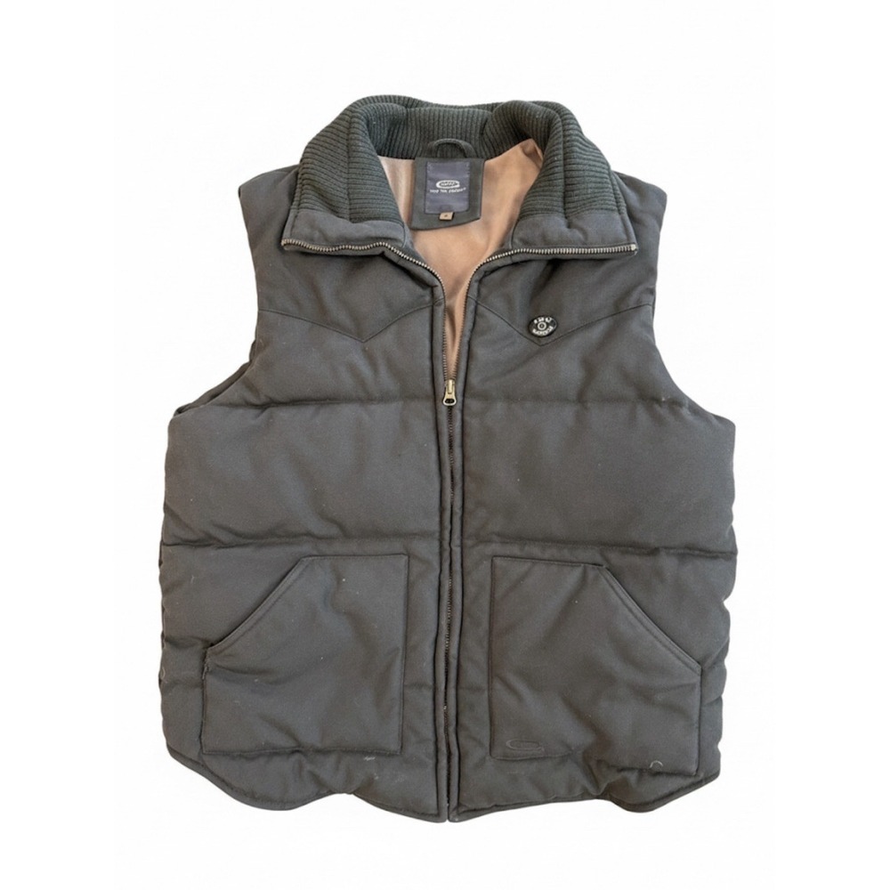 G-Star Mens Nelson Vest‎ Gray/Brown Sz L Thick Heavy Slash Pockets Logo Full-Zip